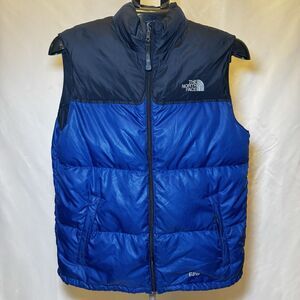 The North Face 600 Vest Boys XL Kids Black Blue Goose Down Puffer Fill Zip Coat